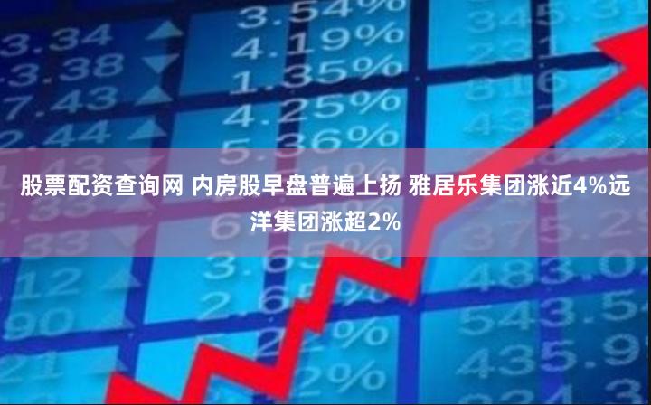 股票配资查询网 内房股早盘普遍上扬 雅居乐集团涨近4%远洋集团涨超2%